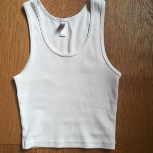 SOLD 100% Cotton LA Apparel 2x1 White Rib Crop Tank Excellent Condition